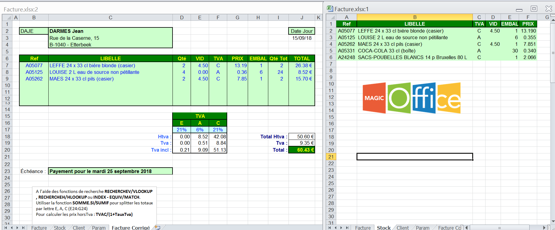 Excel – Comment afficher côte à côte deux feuilles d’un même classeur