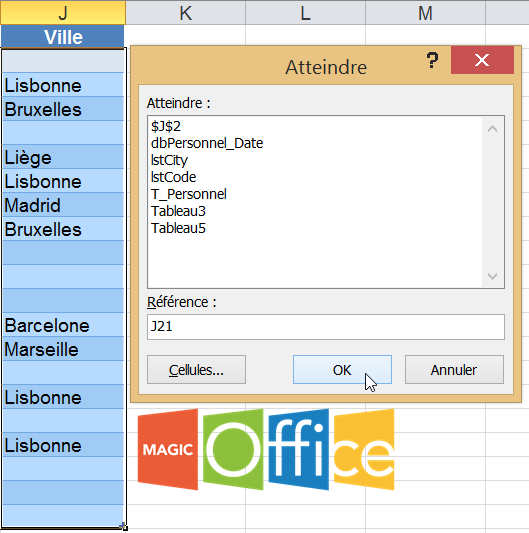 Excel Comment sélectionner rapidement une plage de cellules à l’aide de la boîte de dialogue
